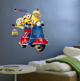 Muursticker Minions Scooter