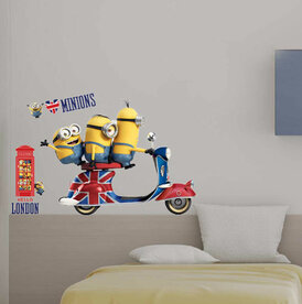 Muursticker Minions Vespa