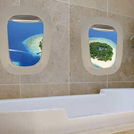 Muursticker Vliegtuigraam Eiland (set van 2)