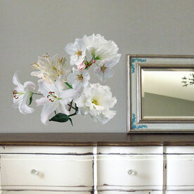 Muursticker Witte bloemen