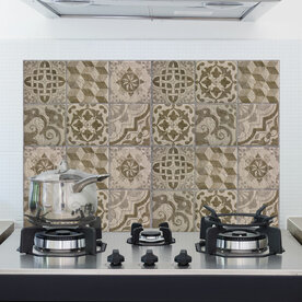 Uit collectie - laatste: Keukenwand Sticker Azulejos (beige) - (65 x 47 cm)