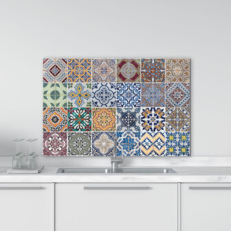 Spatscherm XL Paneel Keuken - Aluminium Metaal -  Azulejos (diverse kleuren)