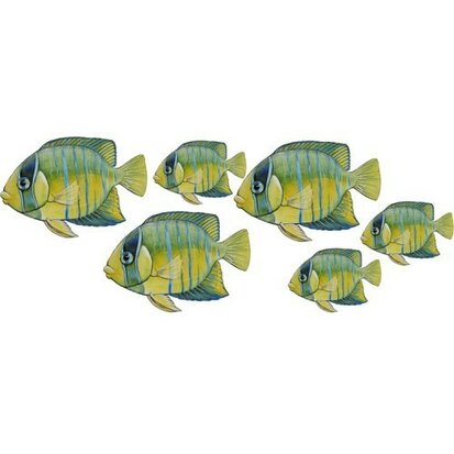 Muursticker Geel Blauwe Vissen (set van 6)
