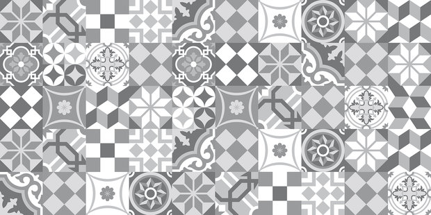 Top Panel - Azulejos  - (grijs/wit) - 60 x 120 cm
