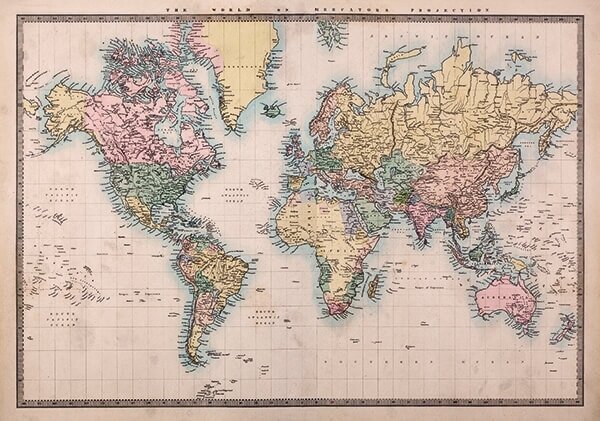 Vintage wereldkaart
