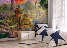 Dinosaurus T-rex - Landscape of Dinosaurs Posterbehang - (305 x 244 cm) - (6 Panelen)