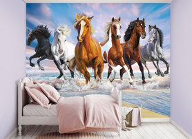 (uit assortiment) Wilde Paarden Posterbehang - (305 x 244 cm) - (6 Panelen)