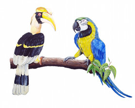 Muursticker Vogels op tak