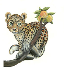 Muursticker Baby luipaard op tak
