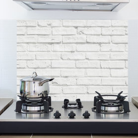 Keukenwand Sticker Witte Muur - (65 x 47 cm)