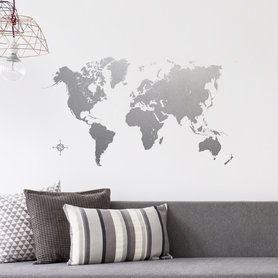 Wereldkaart Muursticker Zilver 